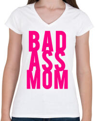 printfashion Badass moms - Női V-nyakú póló - Fehér (2514249)