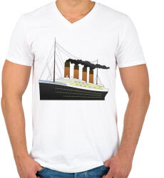 printfashion Titanic - Férfi V-nyakú póló - Fehér (11225422)