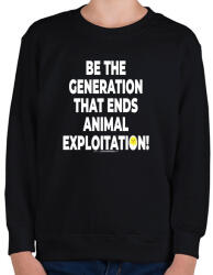 printfashion be the generation. . . - vegán aktivista grafika #4 - Gyerek pulóver - Fekete (3907651)