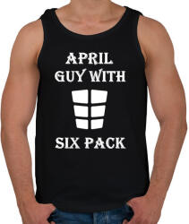 printfashion Áprilisban született kockás hasú - Férfi atléta - Fekete (1290814)