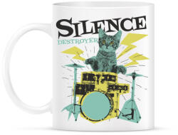 printfashion Cica dobos a csend romboló - Bögre - Fehér (5605143)