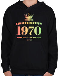 printfashion 1970 - Gyerek kapucnis pulóver - Fekete (4462177)