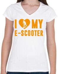printfashion E-scooter - Női V-nyakú póló - Fehér (13823253)