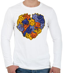 printfashion Macskás szív - Férfi hosszú ujjú póló - Fehér (13940562)