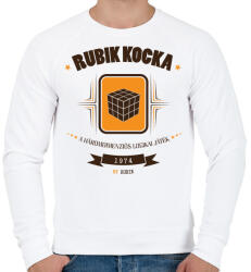 printfashion rubik-kocka-brown-orange - Férfi pulóver - Fehér (561128)
