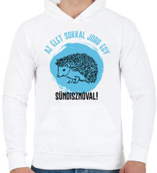 printfashion Az élet sokkal jobb egy sündisznóval - Férfi kapucnis pulóver - Fehér (7091735)
