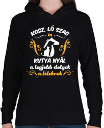 printfashion Kosz, ló szag, kutya nyál - Női kapucnis pulóver - Fekete (12704143)