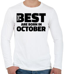 printfashion The Best are born in october - Férfi hosszú ujjú póló - Fehér (5425330)