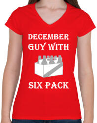 printfashion Decemberben született kockás hasú 2 - Női V-nyakú póló - Piros (1274798)