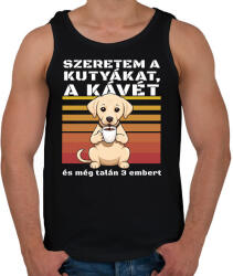 printfashion Szeretem a kutyákat, a kávét és még talán 3 embert - Férfi atléta - Fekete (16319573)