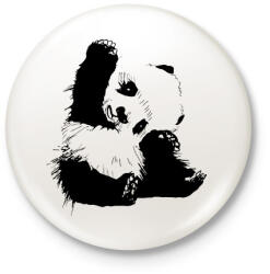 printfashion Panda maci - Kitűző, hűtőmágnes - Fehér (3080737)