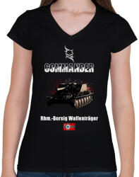 printfashion commander-rhm - Női V-nyakú póló - Fekete (1888762)