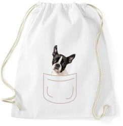 printfashion Boston terrier kölyök zsebben - Sportzsák, Tornazsák - Fehér (7098337)
