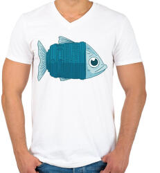 printfashion Halszem optika - Férfi V-nyakú póló - Fehér (14312110)