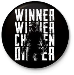 printfashion Winner Winner Chicken Dinner - Kitűző, hűtőmágnes - Fekete (3093143)