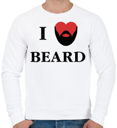 printfashion I love beard - Férfi pulóver - Fehér (6836955)
