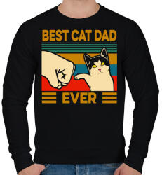 printfashion Best Cat Dad Ever - Férfi pulóver - Fekete (4004579)
