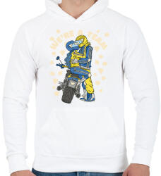 printfashion Motoros pár - Férfi kapucnis pulóver - Fehér (6140812)