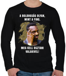 printfashion A boldogság olyan mint a fing - Férfi hosszú ujjú póló - Fekete (5179664)