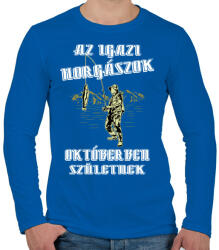 printfashion Októberi horgász - Férfi hosszú ujjú póló - Királykék (4766910)