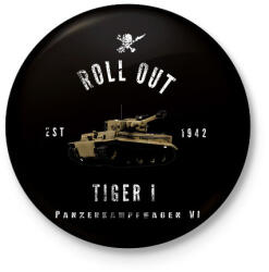 printfashion ROLLE OUT TIGER I - Kitűző, hűtőmágnes - Fekete (3099482)