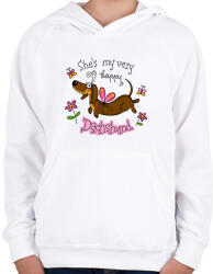 printfashion She's very happy dachshund - Gyerek kapucnis pulóver - Fehér (13434999)