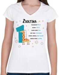 printfashion Baba adatok (fiú) - Női V-nyakú póló - Fehér (8095952)