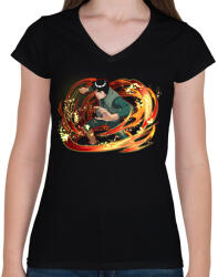 printfashion Maito Gai - Női V-nyakú póló - Fekete (7212527)