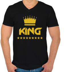 printfashion KING - Férfi V-nyakú póló - Fekete (908588)