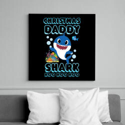 printfashion Christmas Daddy Shark - Vászonkép - Fekete (6655427)