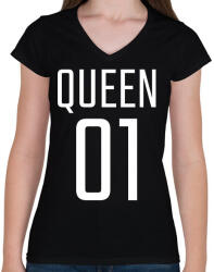 printfashion QUEEN 01 - Női V-nyakú póló - Fekete (11323441)