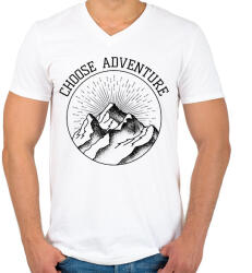 printfashion Choose adventure - Férfi V-nyakú póló - Fehér (6868002)