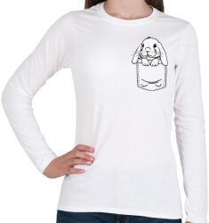 printfashion Nyúl zsebben - Női hosszú ujjú póló - Fehér (13315405)