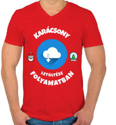 printfashion KARÁCSONY LETÖLTÉSE FOLYAMATBAN - Férfi V-nyakú póló - Piros (10750039)