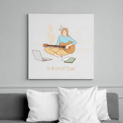printfashion Chill and Music - Gitáros minta - Vászonkép - Fehér (6640999)