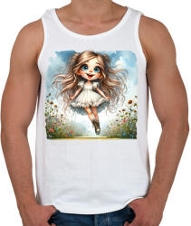 printfashion Kislány a tavaszi réten - Férfi atléta - Fehér (15866017)