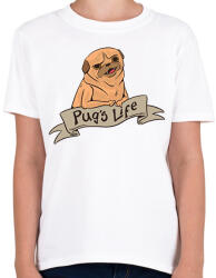 printfashion Pug's life - Gyerek póló - Fehér (12037961)