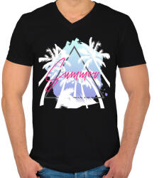 printfashion Summer - Férfi V-nyakú póló - Fekete (923384)