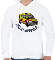 printfashion Jafi mentőautó pisti 2 - Férfi kapucnis pulóver - Fehér (13331775)