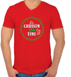 printfashion ChristmASS 6 - Férfi V-nyakú póló - Piros (10143276)
