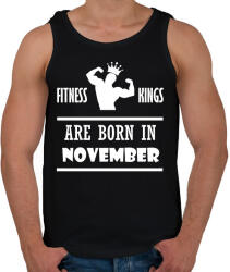 printfashion Fitnessz királyok novemberben születtek - Férfi atléta - Fekete (1390460)