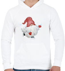 printfashion jégkorcsolyázó manó - Férfi kapucnis pulóver - Fehér (15111917)