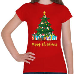 printfashion Piggy Christmas - Női póló - Piros (14525616)