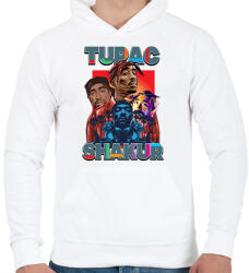 printfashion Tupac - Férfi kapucnis pulóver - Fehér (15049761)