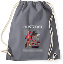 printfashion New York utcái - Sportzsák, Tornazsák - Grafitszürke (58704)