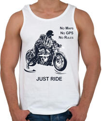 printfashion No maps, no gps, no rules, just RIDE - Férfi atléta - Fehér (6367132)