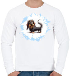 printfashion Drótszőrű tacskó - Férfi pulóver - Fehér (15698186)