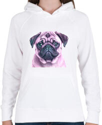 printfashion mopsz - Női kapucnis pulóver - Fehér (14042403)