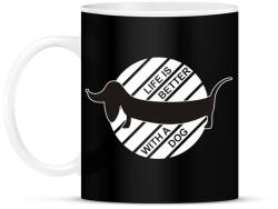 printfashion Az élet jobb egy kutyával - Bögre - Fekete (981598)