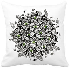 printfashion Leaves and green eyes - Párnahuzat, Díszpárnahuzat - Fehér (6313818)